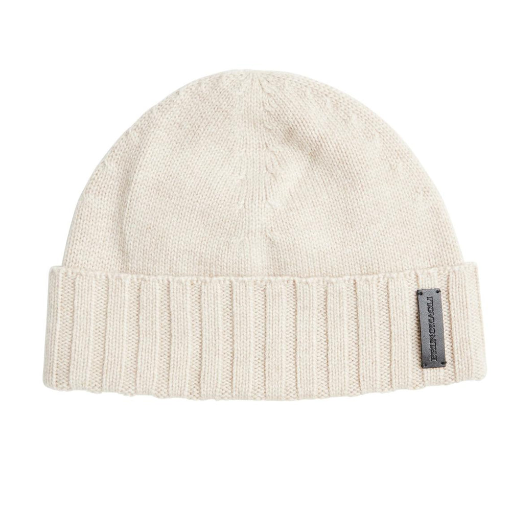 Bruno Magli Men's Cold Weather | Men/Women Cashmere Rib Cuff Hat - Oat