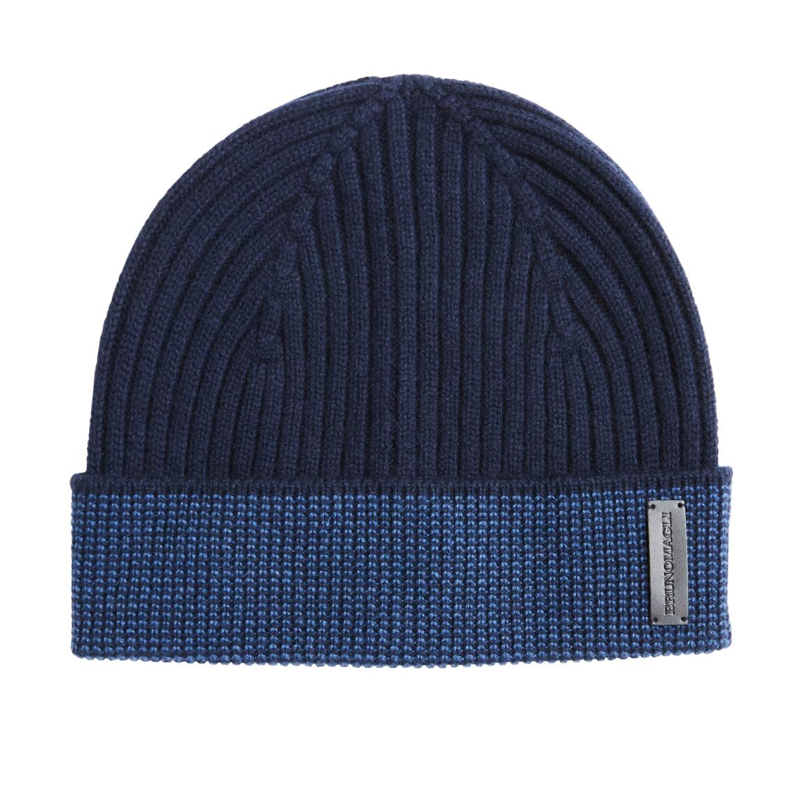 Bruno Magli Men's Cold Weather | Men/Women Cashmere Striped Cuff Hat - Navy