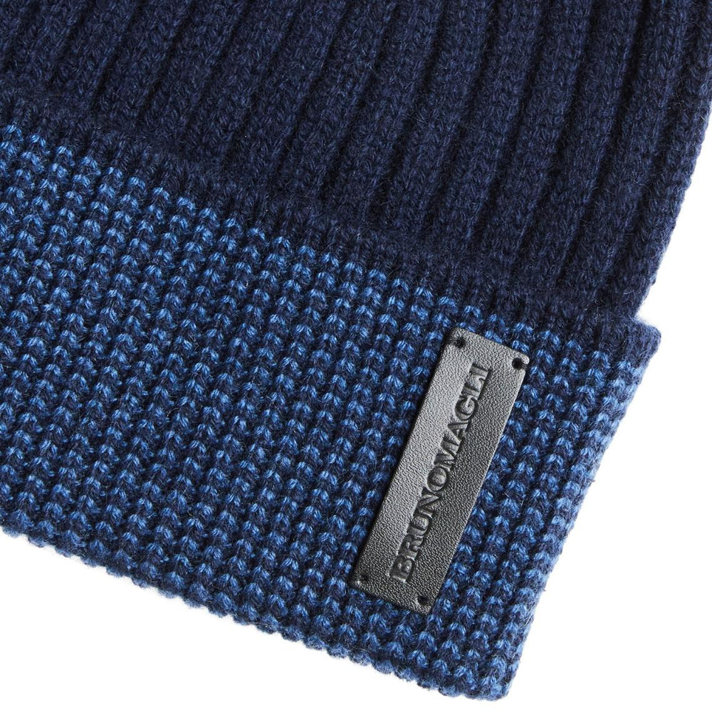 Bruno Magli Men's Cold Weather | Men/Women Cashmere Striped Cuff Hat - Navy