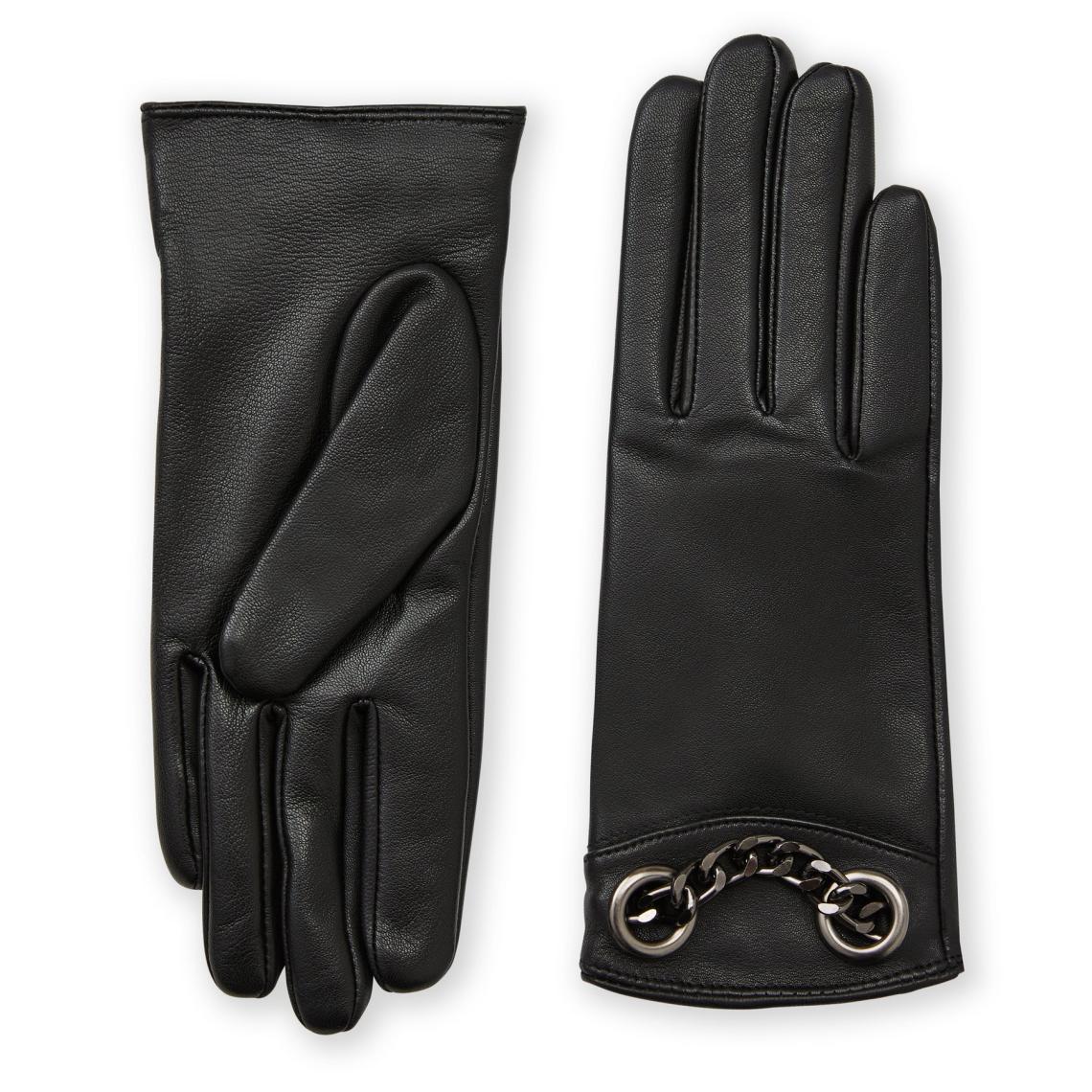 Bruno Magli Men's Cold Weather | Men/Women CHAIN CUFF LEATHER GLOVE-BLACK