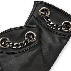Bruno Magli Men's Cold Weather | Men/Women CHAIN CUFF LEATHER GLOVE-BLACK