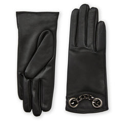 Bruno Magli Men's Cold Weather | Men/Women CHAIN CUFF LEATHER GLOVE-BLACK