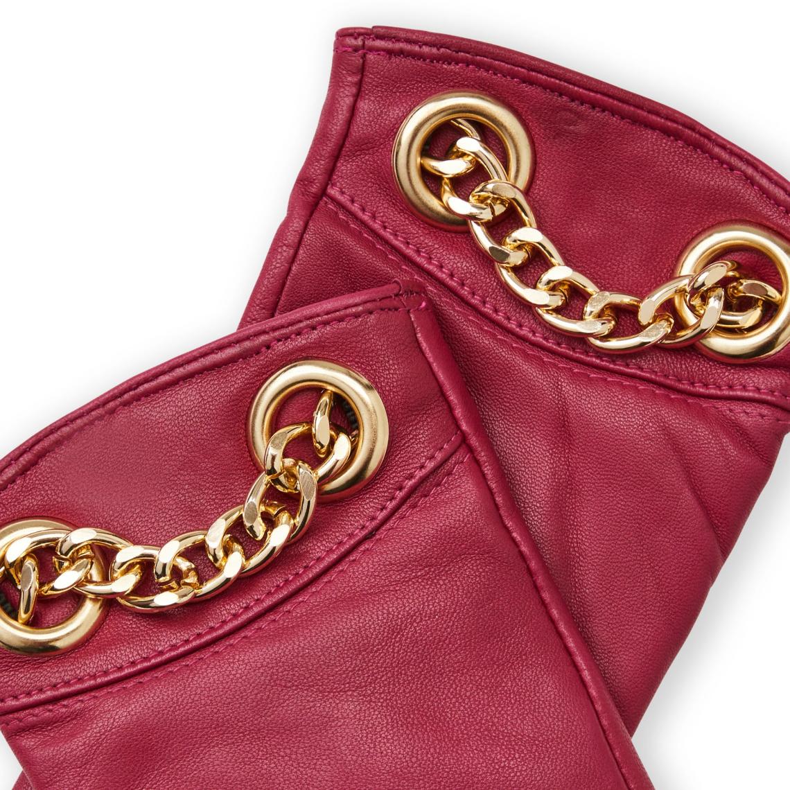 Bruno Magli Men's Cold Weather | Men/Women CHAIN CUFF LEATHER GLOVE-Red