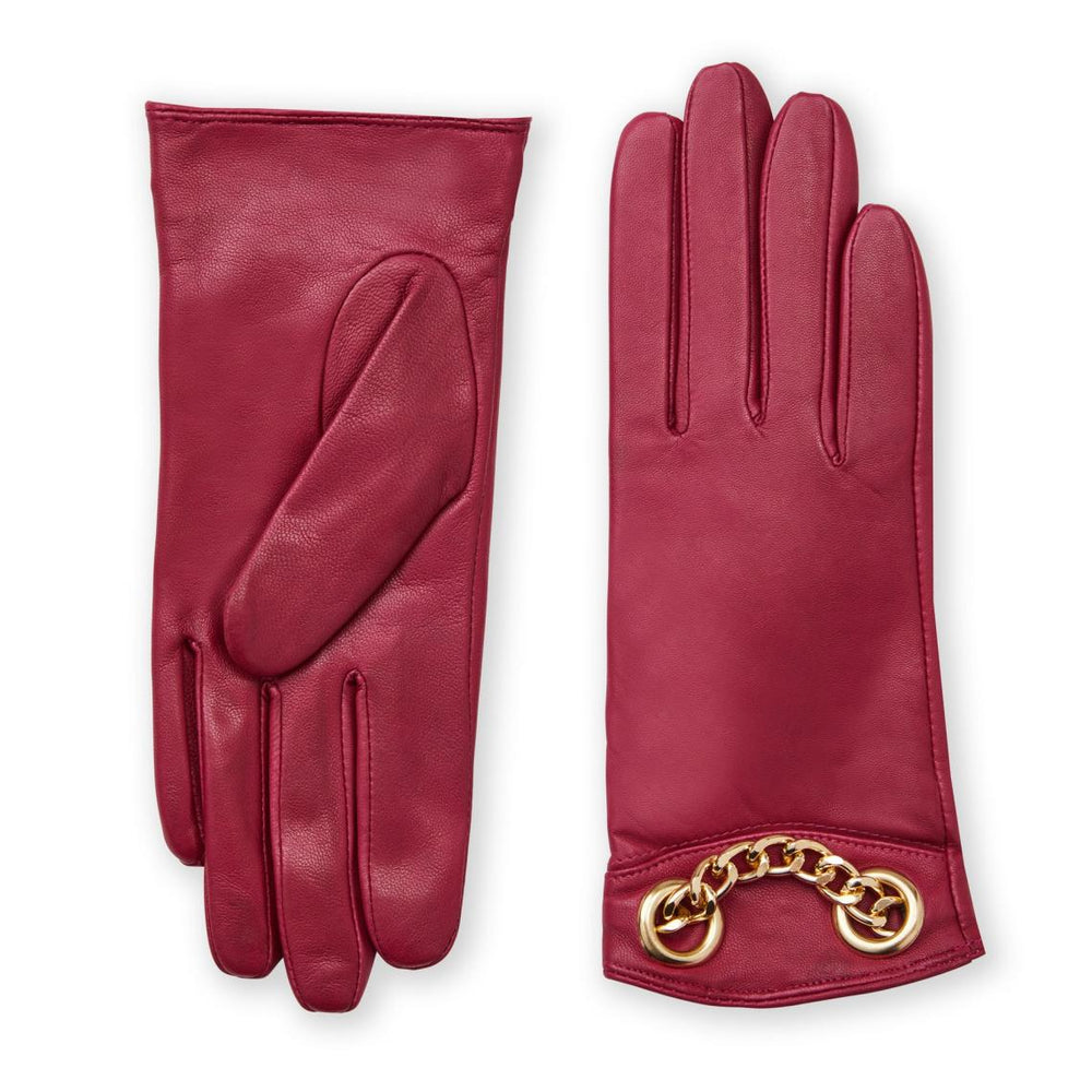 Bruno Magli Men's Cold Weather | Men/Women CHAIN CUFF LEATHER GLOVE-Red