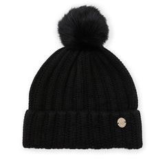 Bruno Magli Men's Cold Weather | Men/Women LADDERSTITCH HAT W/ SHEARLING POM Black