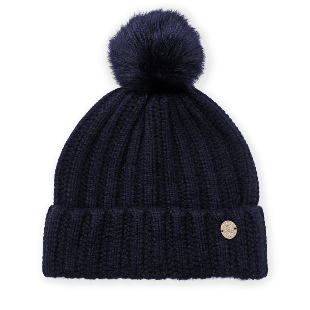 Bruno Magli Men's Cold Weather | Men/Women LADDERSTITCH HAT W/ SHEARLING POM Navy