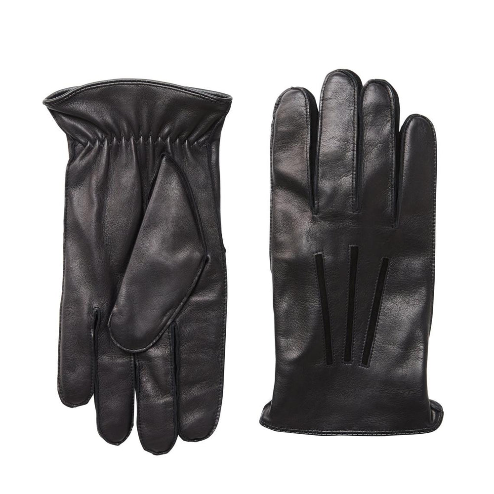 Bruno Magli Men's Cold Weather | Men/Women Nappa Leather Cut-Out Points Gloves - Black