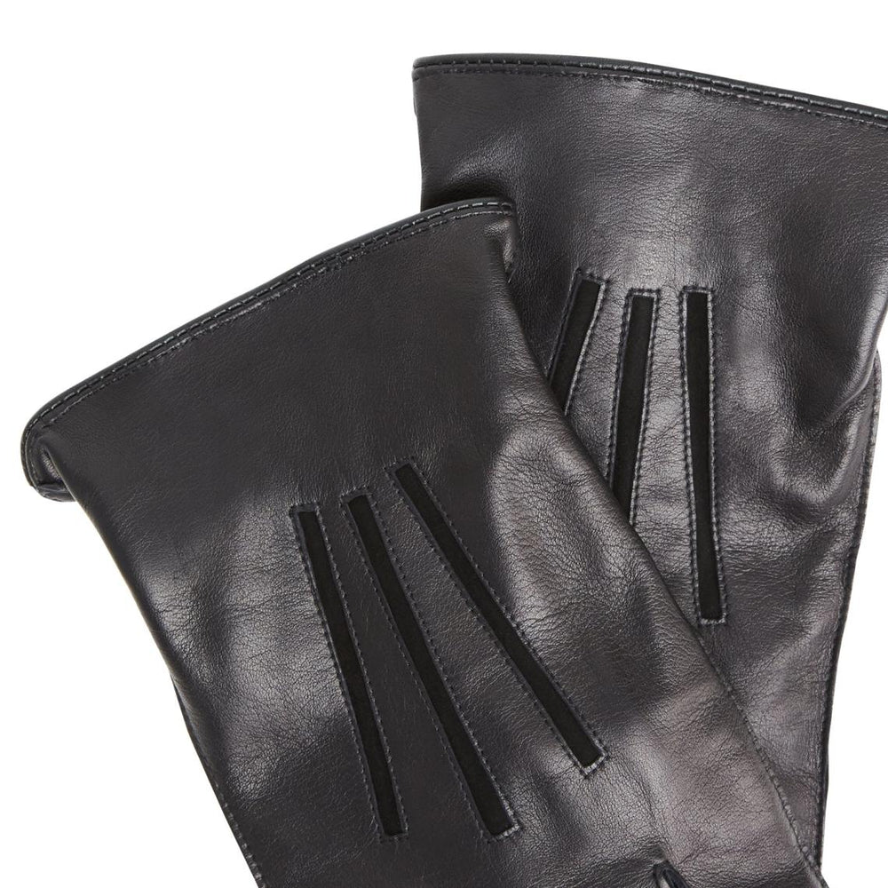 Bruno Magli Men's Cold Weather | Men/Women Nappa Leather Cut-Out Points Gloves - Black