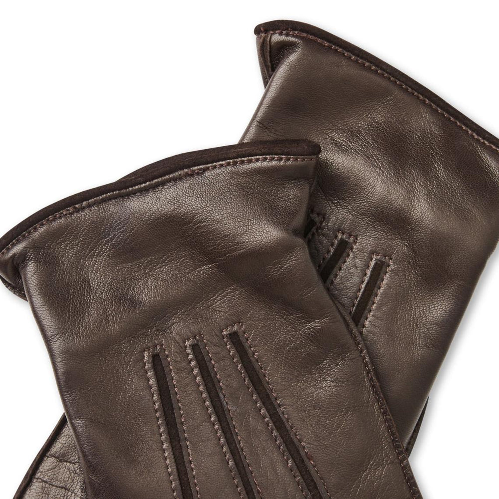 Bruno Magli Men's Cold Weather | Men/Women Nappa Leather Cut-Out Points Gloves - Brown