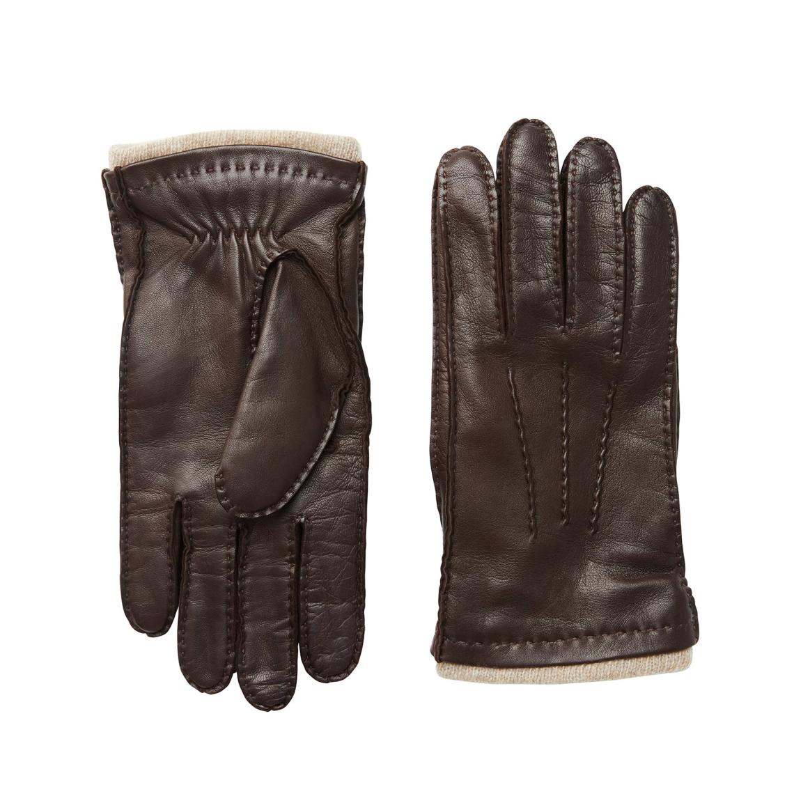 Bruno Magli Men's Cold Weather | Men/Women Nappa Leather Gloves With Cashmere Cuff - Brown