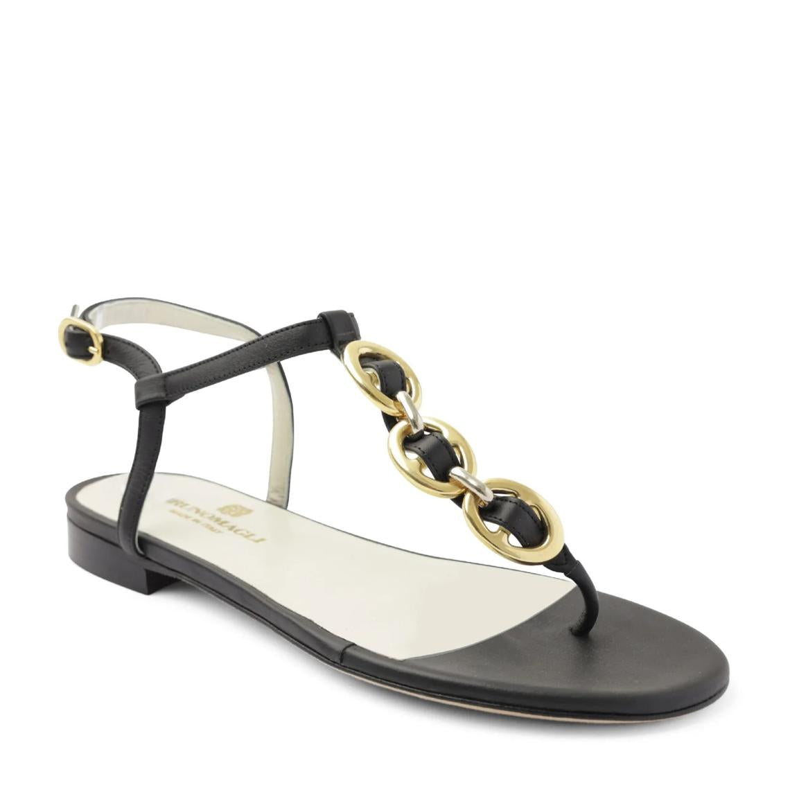 Bruno Magli Sandals &amp; Slides | Women Marina Leather Embellished Thong Sandal - Black