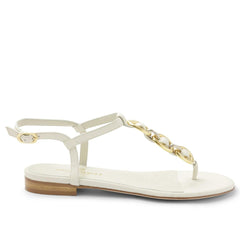 Bruno Magli Sandals &amp; Slides | Women Marina Leather Embellished Thong Sandal - Off White